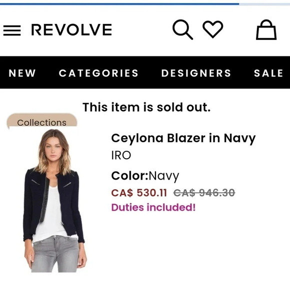 IRO Ceylona Knit Wool Zip Front Blazer with Lamb Leather Shoulders 42 FR (10 US) - Picture 15 of 16